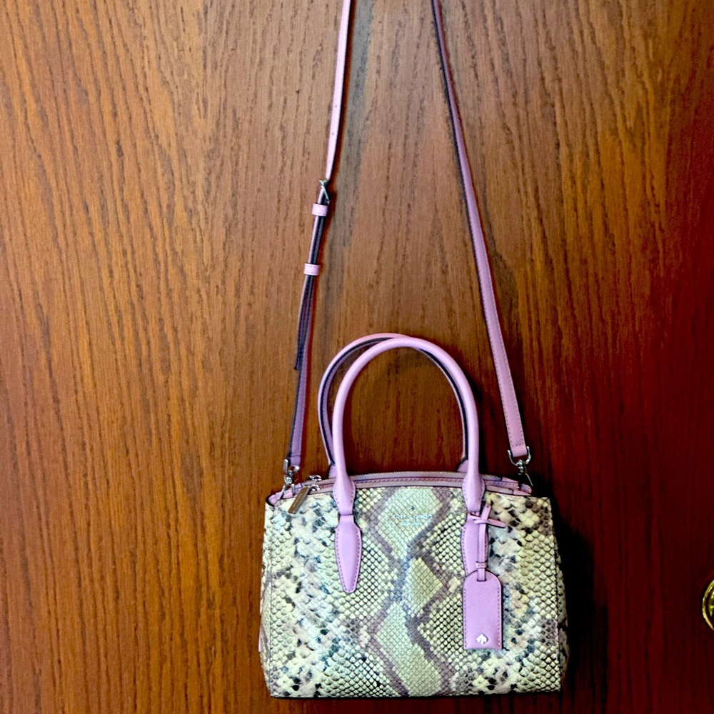 NWOT…. Beautiful Kate Spade Lilac Accented Snakeskin-Pattern Shoulder Satchel